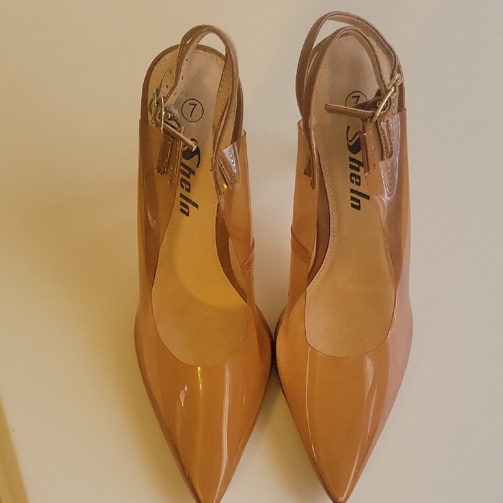 SHEIN Glossy Tan Heels
